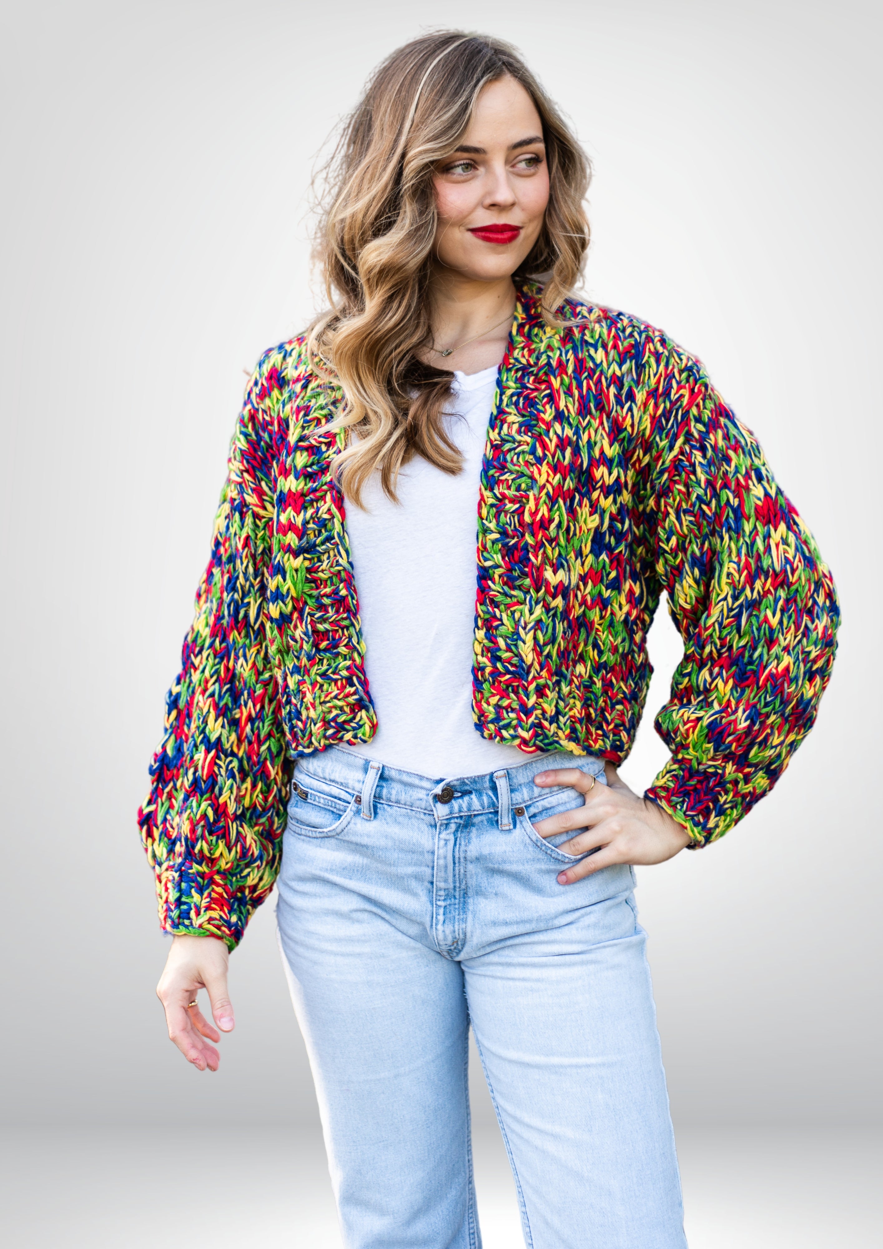 Rainbow Handmade Cardi | Yellow