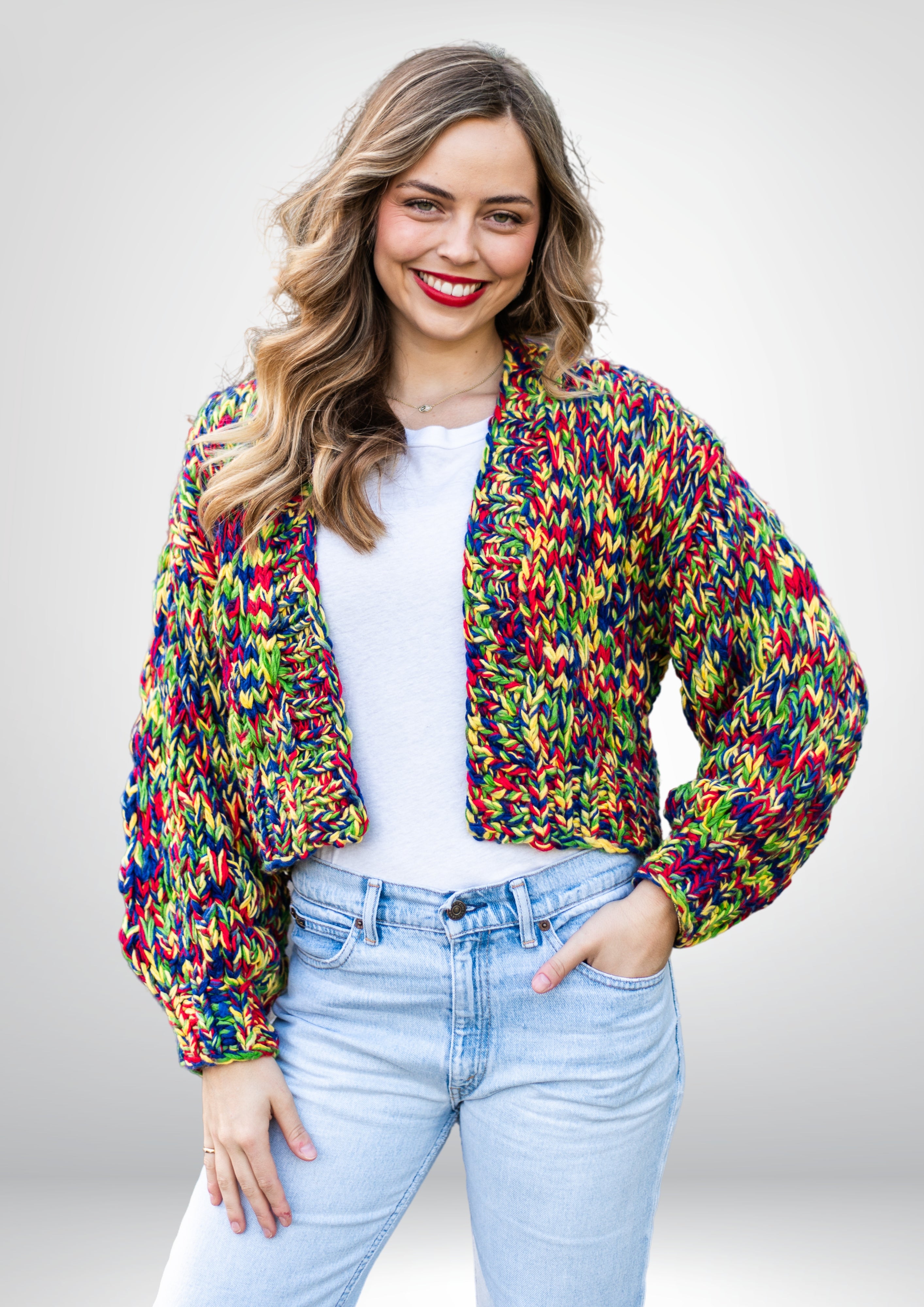 Rainbow Handmade Cardi | Yellow