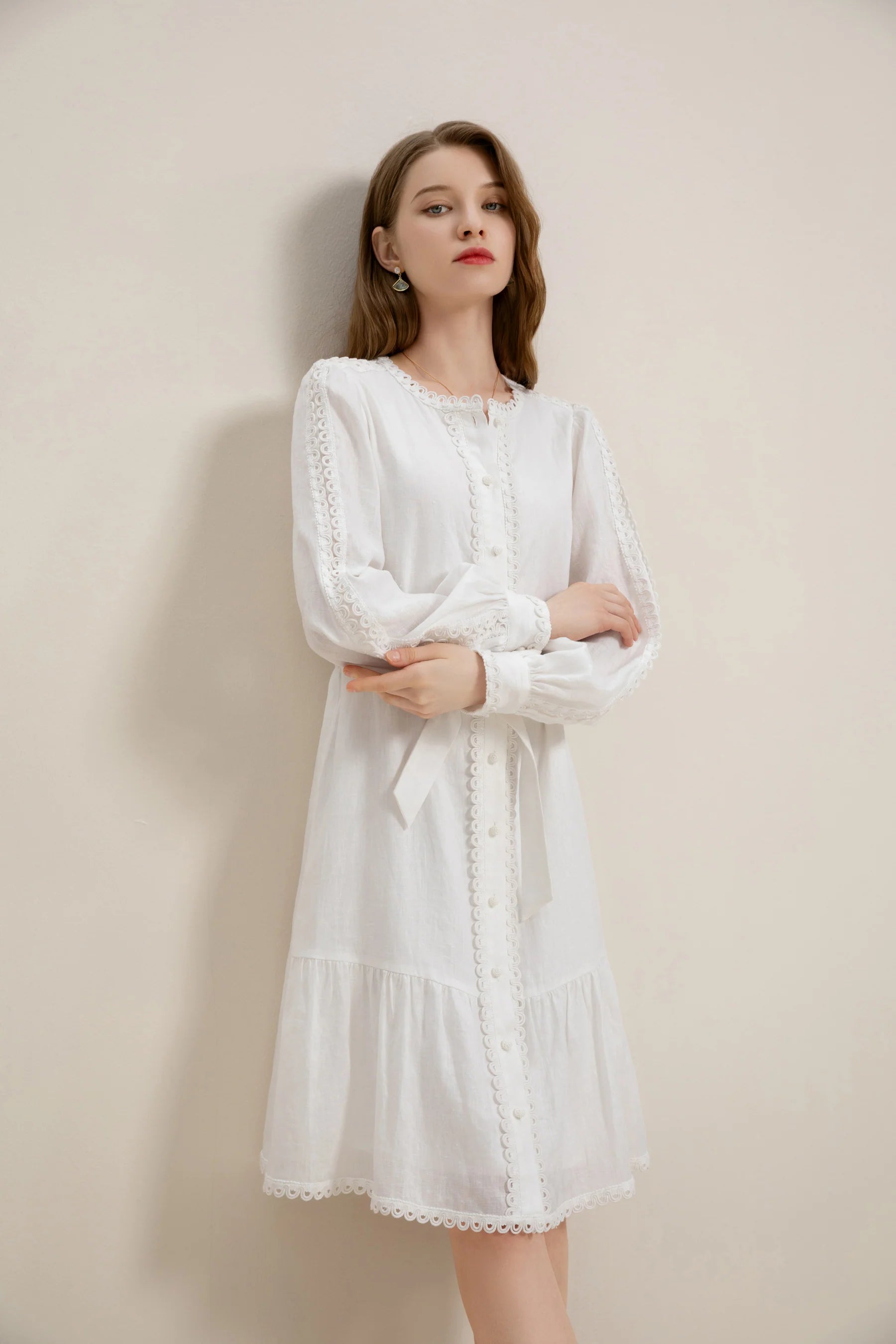 GDS Angelica Linen Short Dress | White