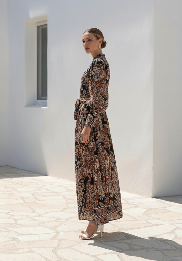 Marbel Long Dress | Brown