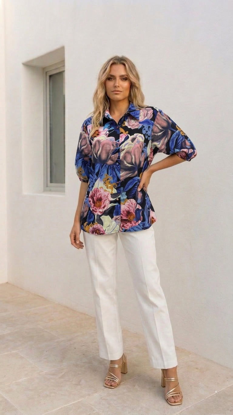 Simone Linen Shirt | Rose