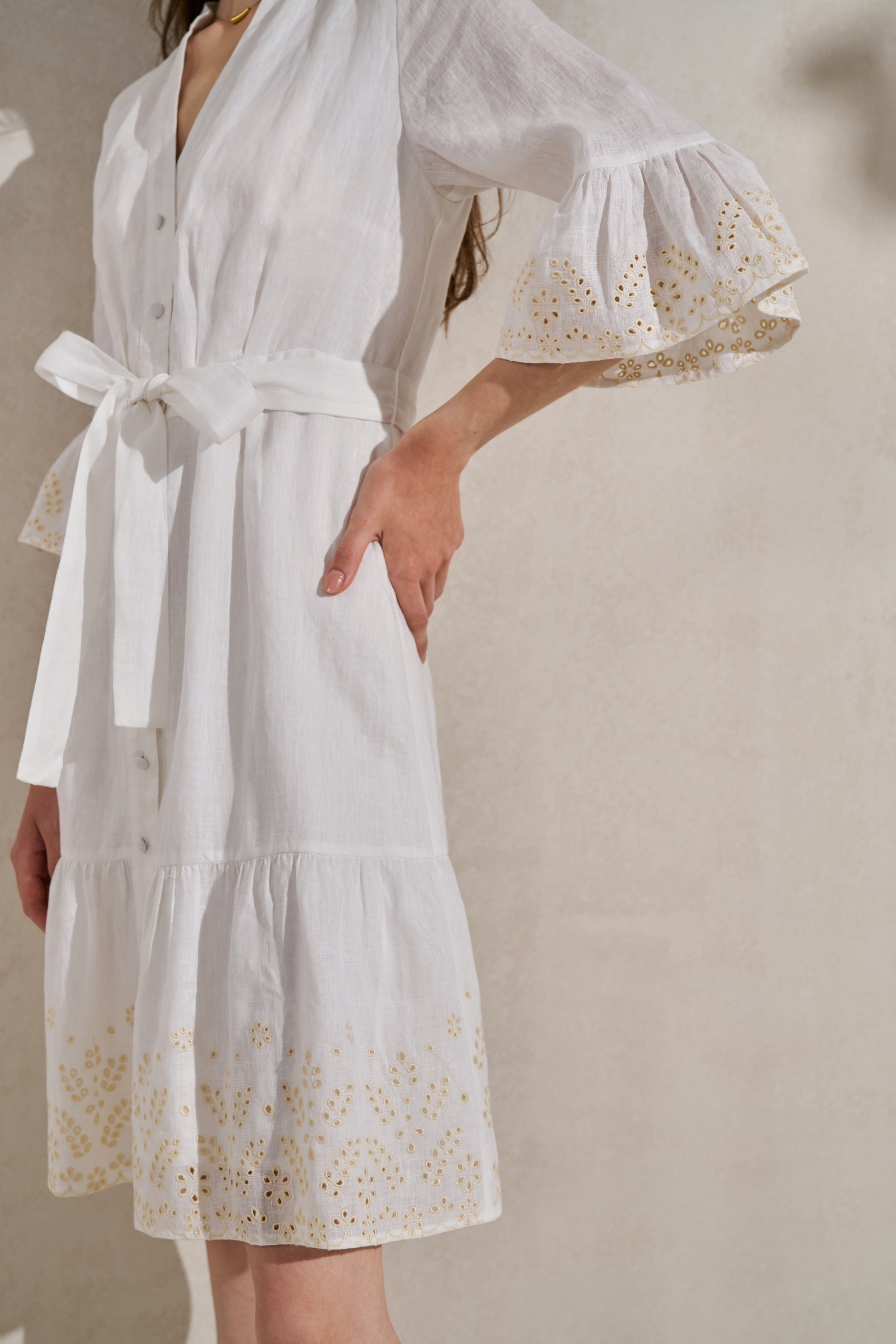 GDS Raven Linen Short Dress | White DRESSES 10 12 14 16 8 GDS L M S WHITE XL XS