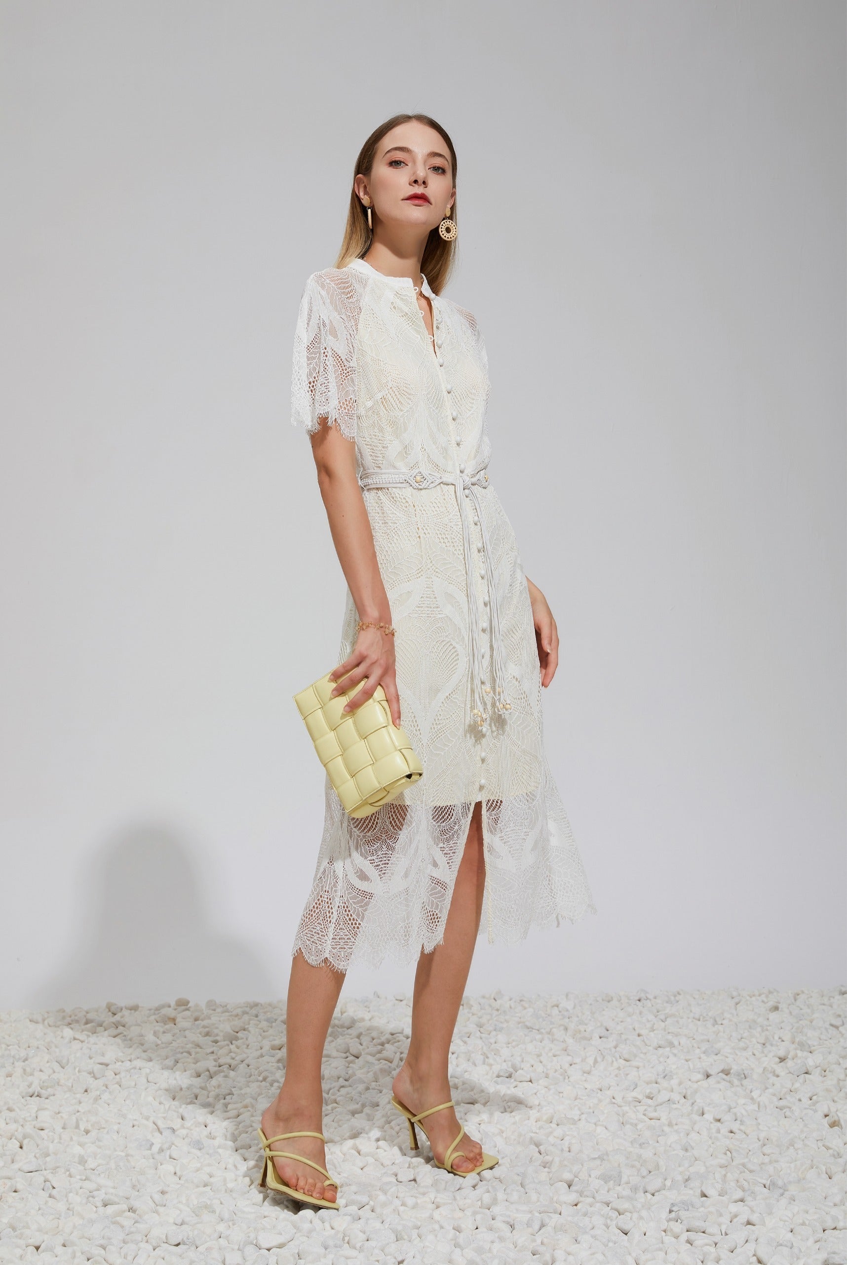 GDS Lilou Lace Long Dress | White Catch ESS22 GDS L M S SALE WHITE XL XS