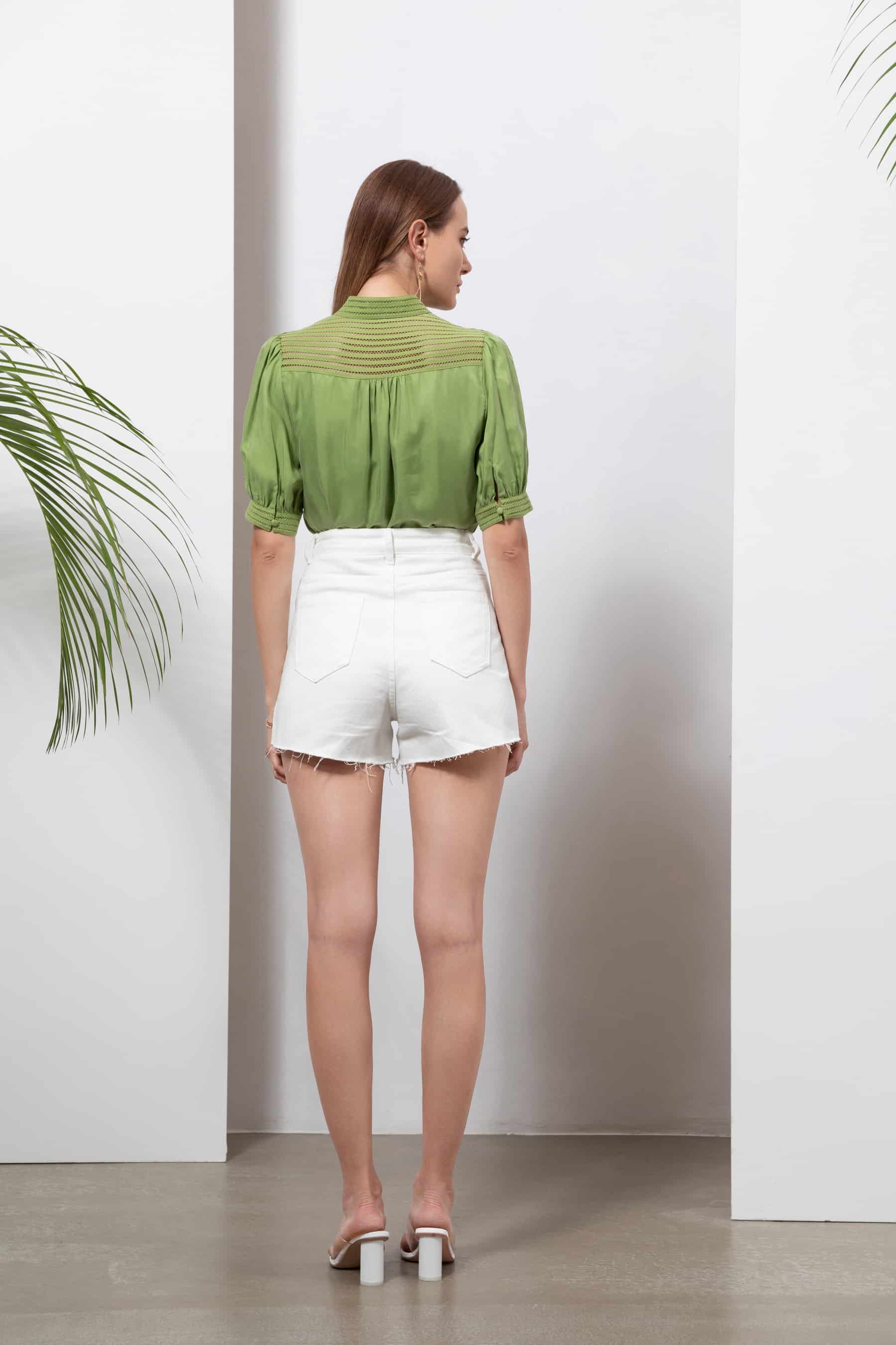 GDS Lucile Button Blouse | Tarragon BLOUSES BLOUSES BRUNCH Catch GDS GREEN HOLIDAY L M S SALE SPRING-SUMMER WORK XL XS