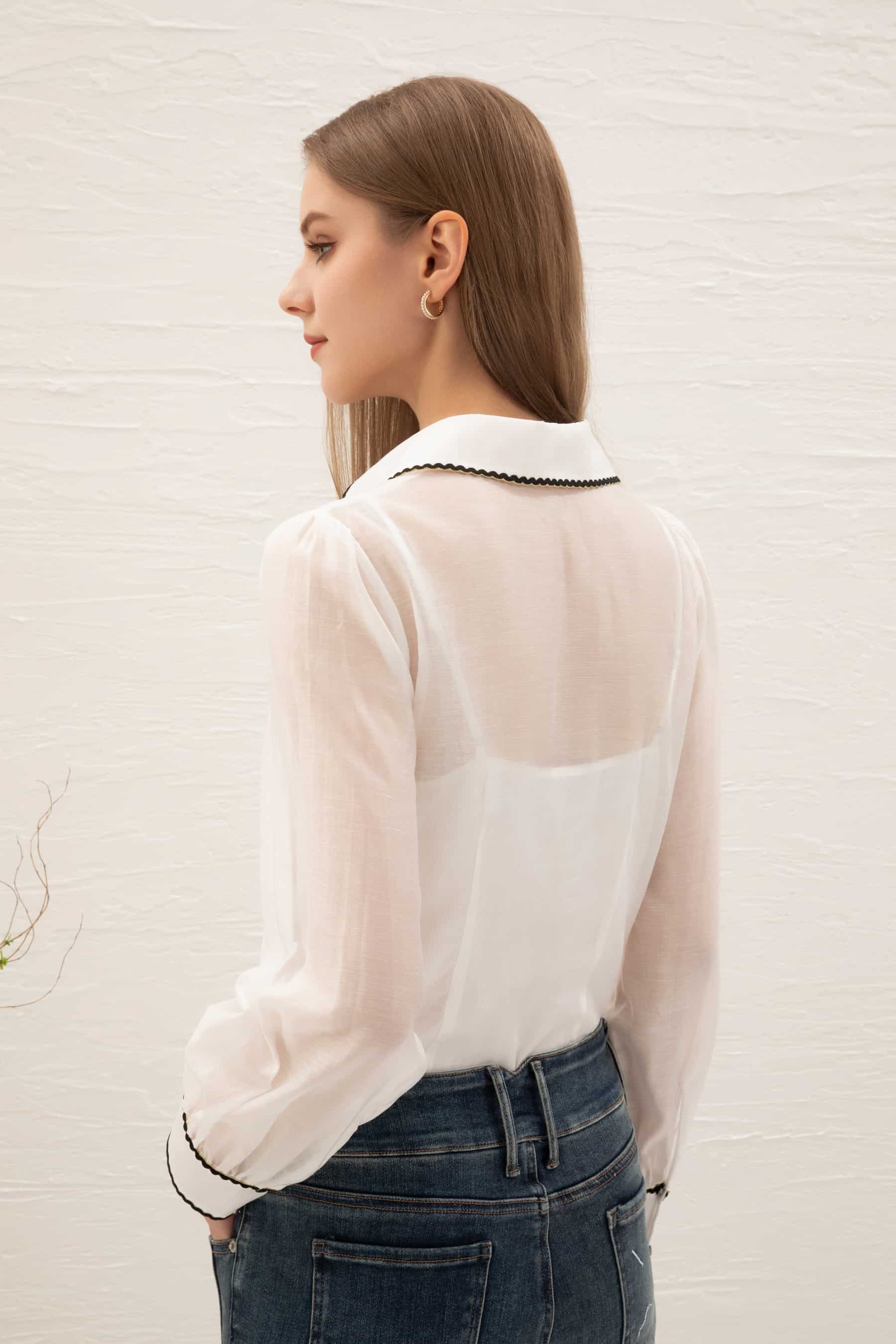 GDS Missika Tencel Blouse | White BLOUSES autumn-winter BLOUSES BRUNCH CASUAL Catch GDS L M S SALE WHITE WORK XL XS