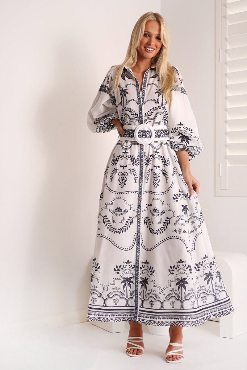 Sofia Long Dress  | Blk- Wht