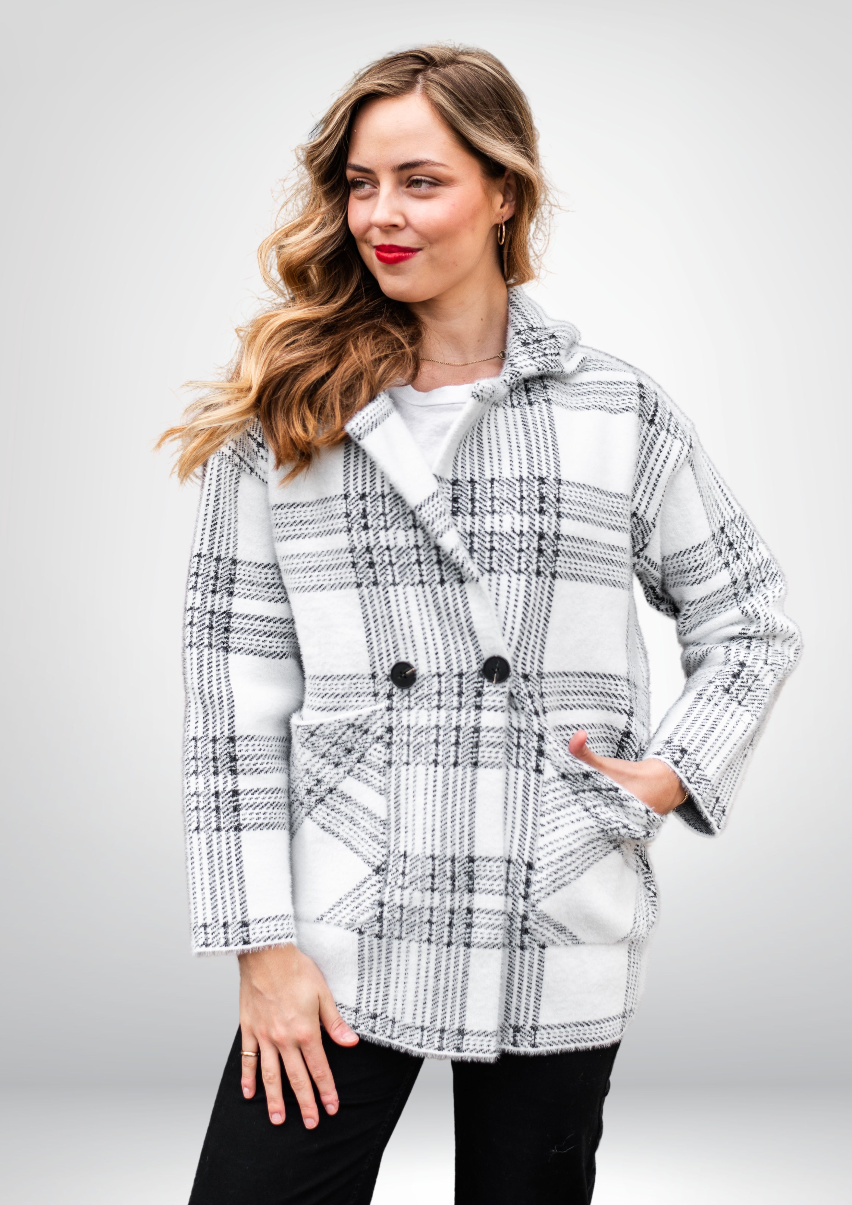 Lana Soft Coatigan | BLK-WHT