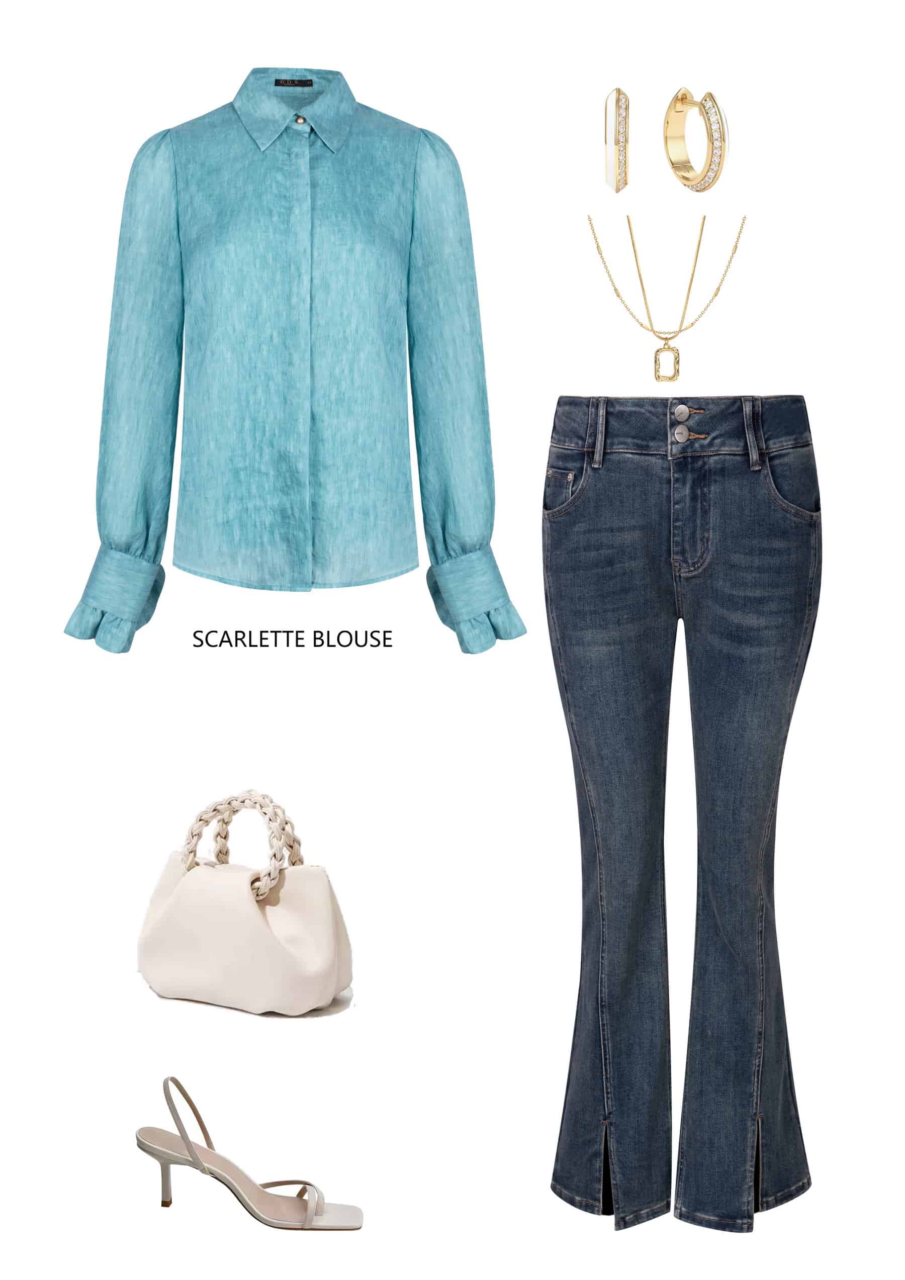 GDS Scarlette Blouse | Nile Blue BLOUSES autumn-winter BLOUSES BLUE BRUNCH CASUAL Catch GDS L M S SALE WORK XL XS