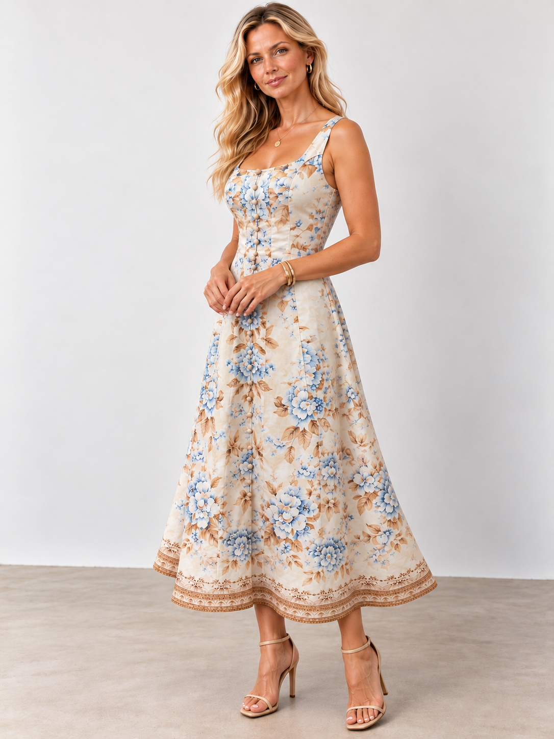 Melodie  SunDress | Blue - Beige