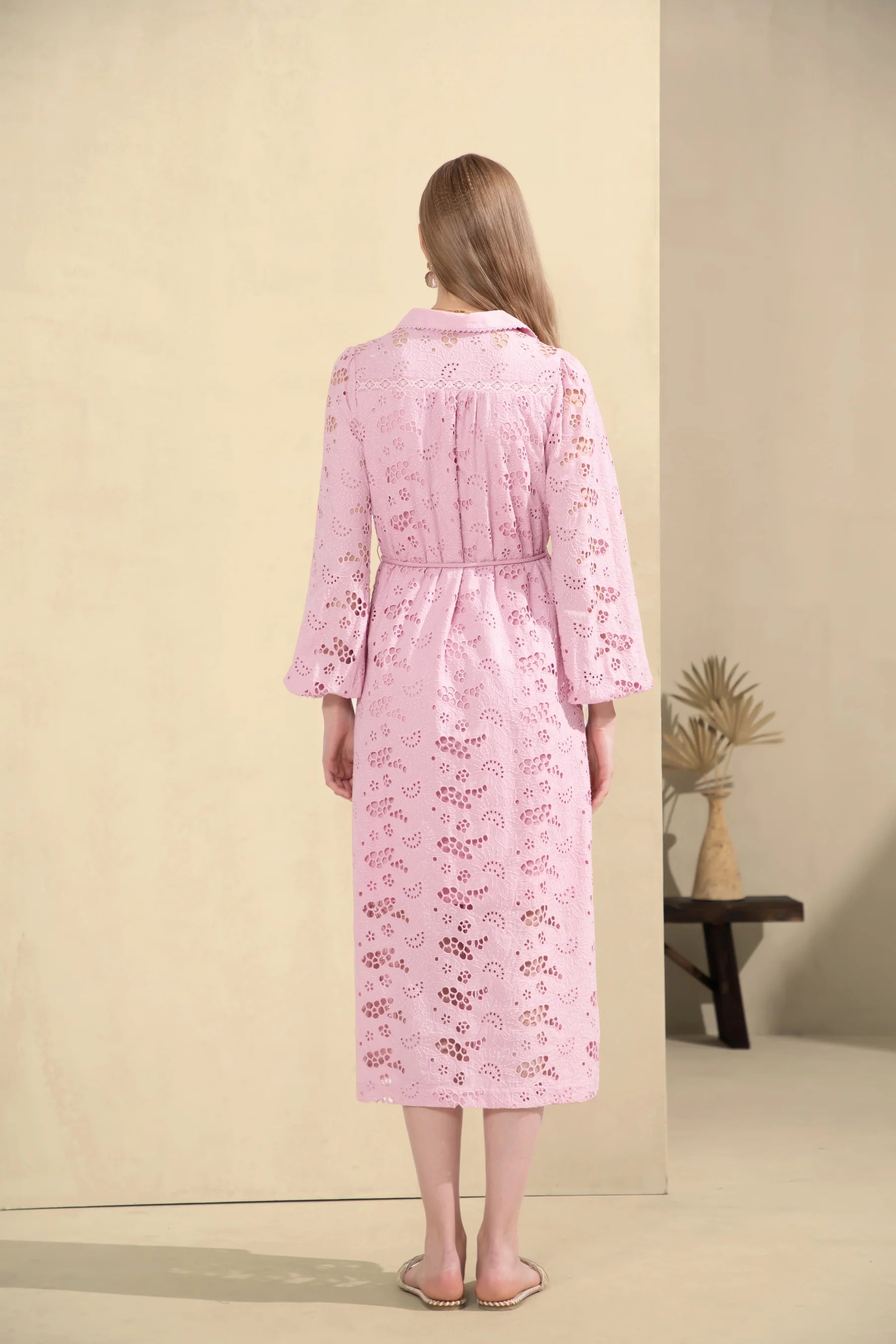GDS Rosie Embroidered Long Dress  | Chalk Pink