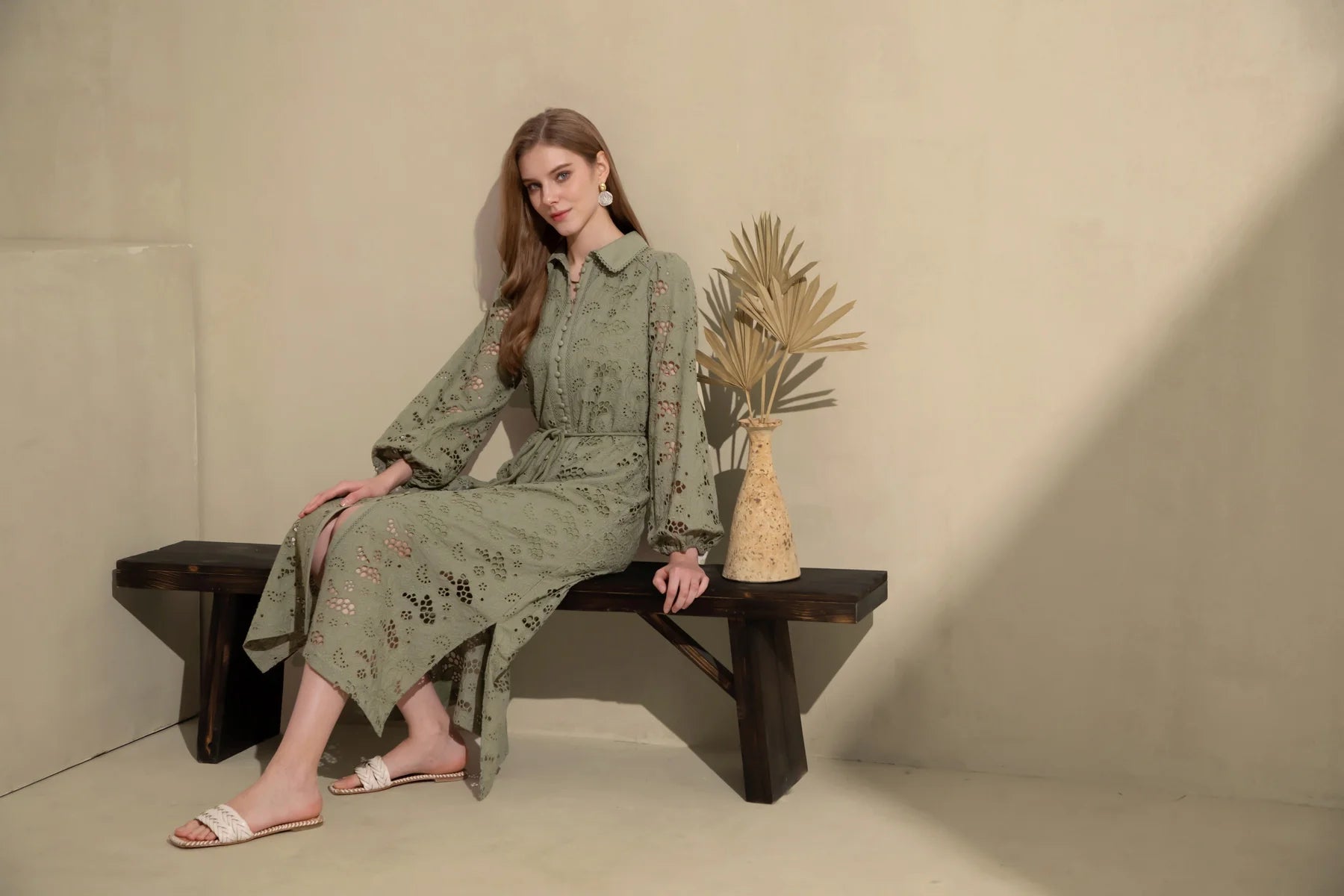 GDS Rosie Embroidered Long Dress  | Khaki