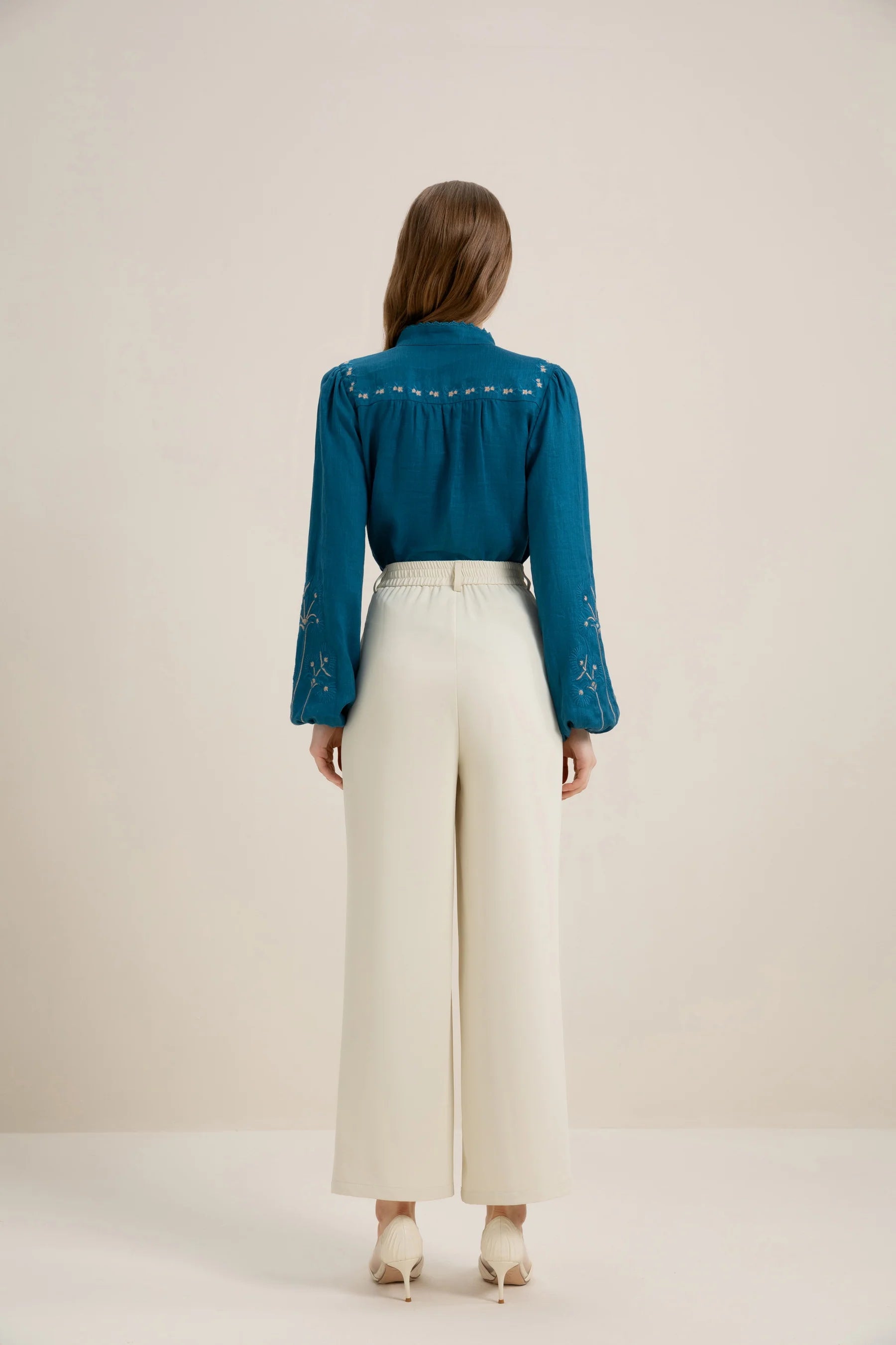 GDS Kierra Linen Button Blouse  | Mosaic Blue