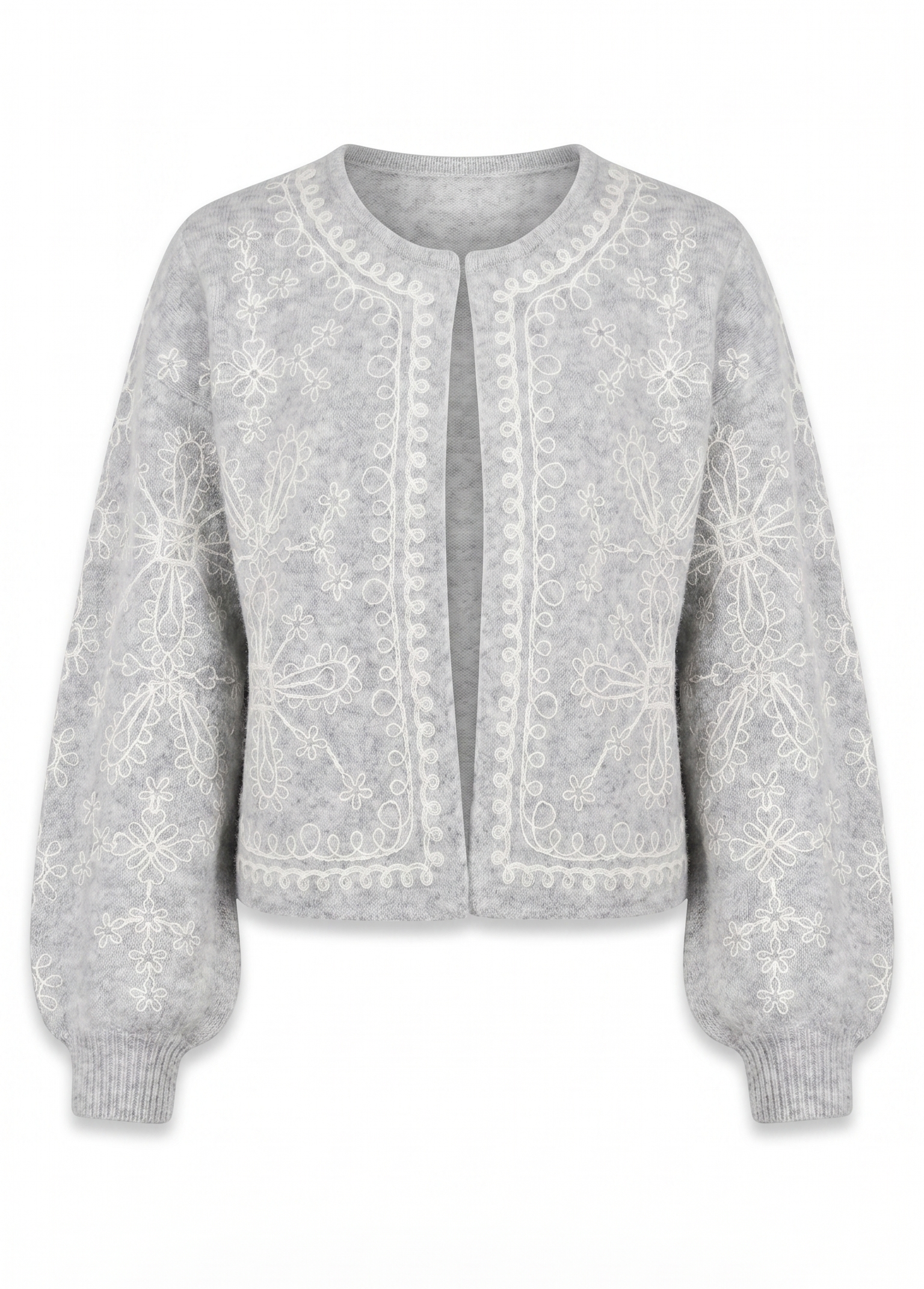 Ana Embroidered Cardi | Grey