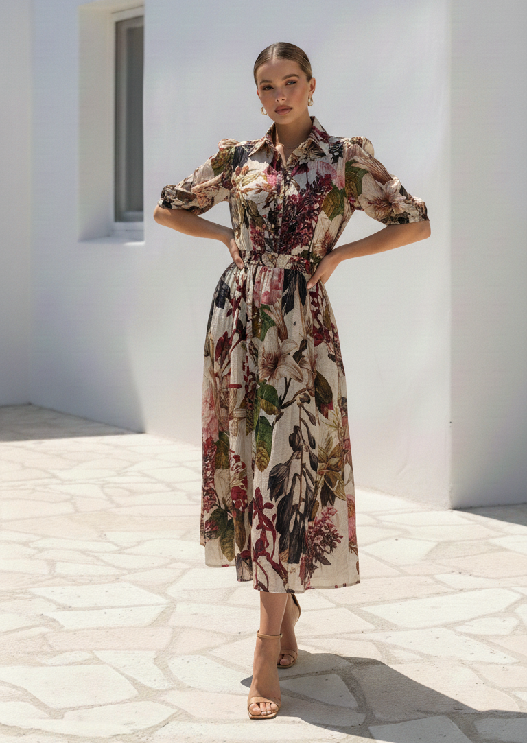 Botanical Shirt Dress |  Floral
