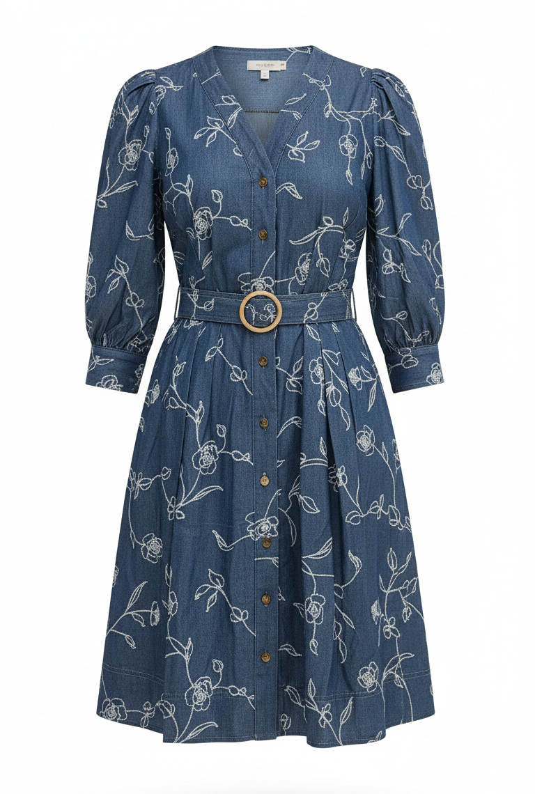 Martine  Dress | Blue - White