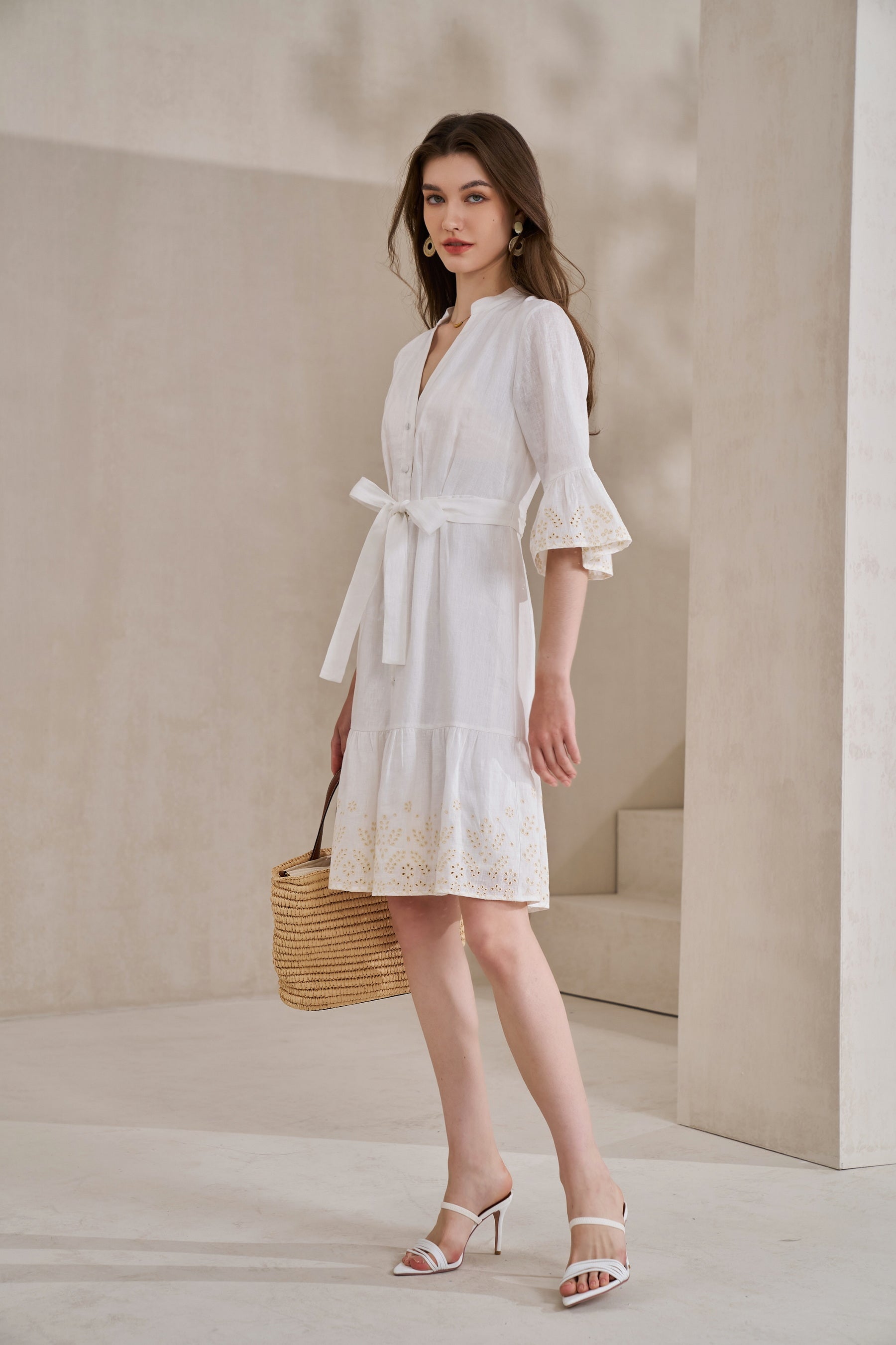 GDS Raven Linen Short Dress | White DRESSES 10 12 14 16 8 GDS L M S WHITE XL XS