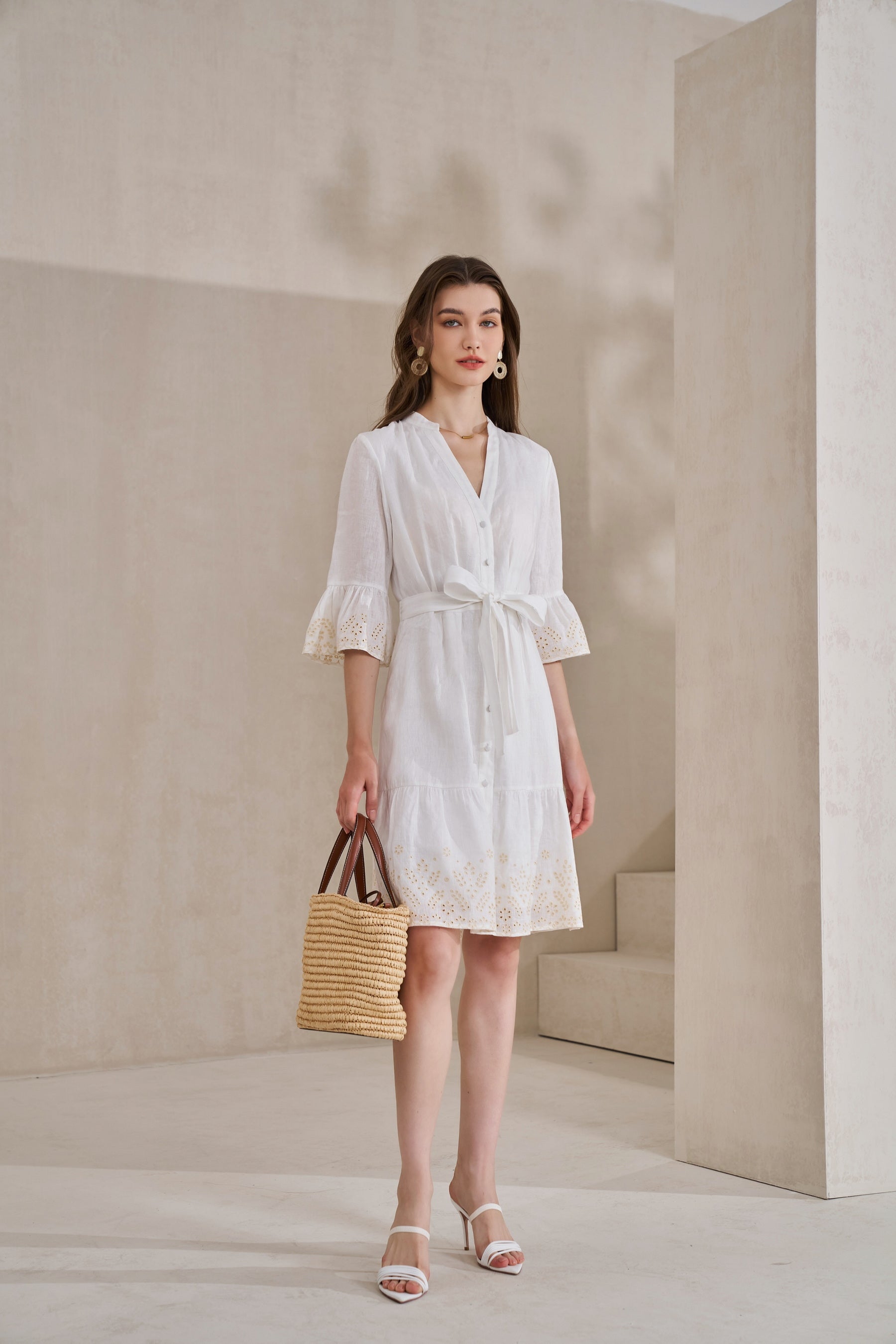 GDS Raven Linen Short Dress | White DRESSES 10 12 14 16 8 GDS L M S WHITE XL XS