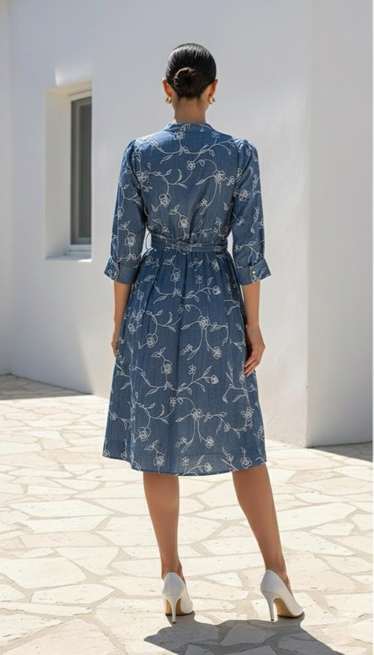 Martine  Dress | Blue - White